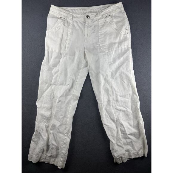 INC Women’s Pants 100% Linen White Relaxed Wide Leg Sz 14 - Picture 1 of 9